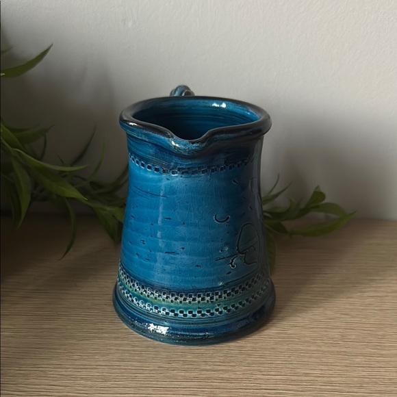Handcrafted Blue Ceramic Pitcher - Picture 4 of 7